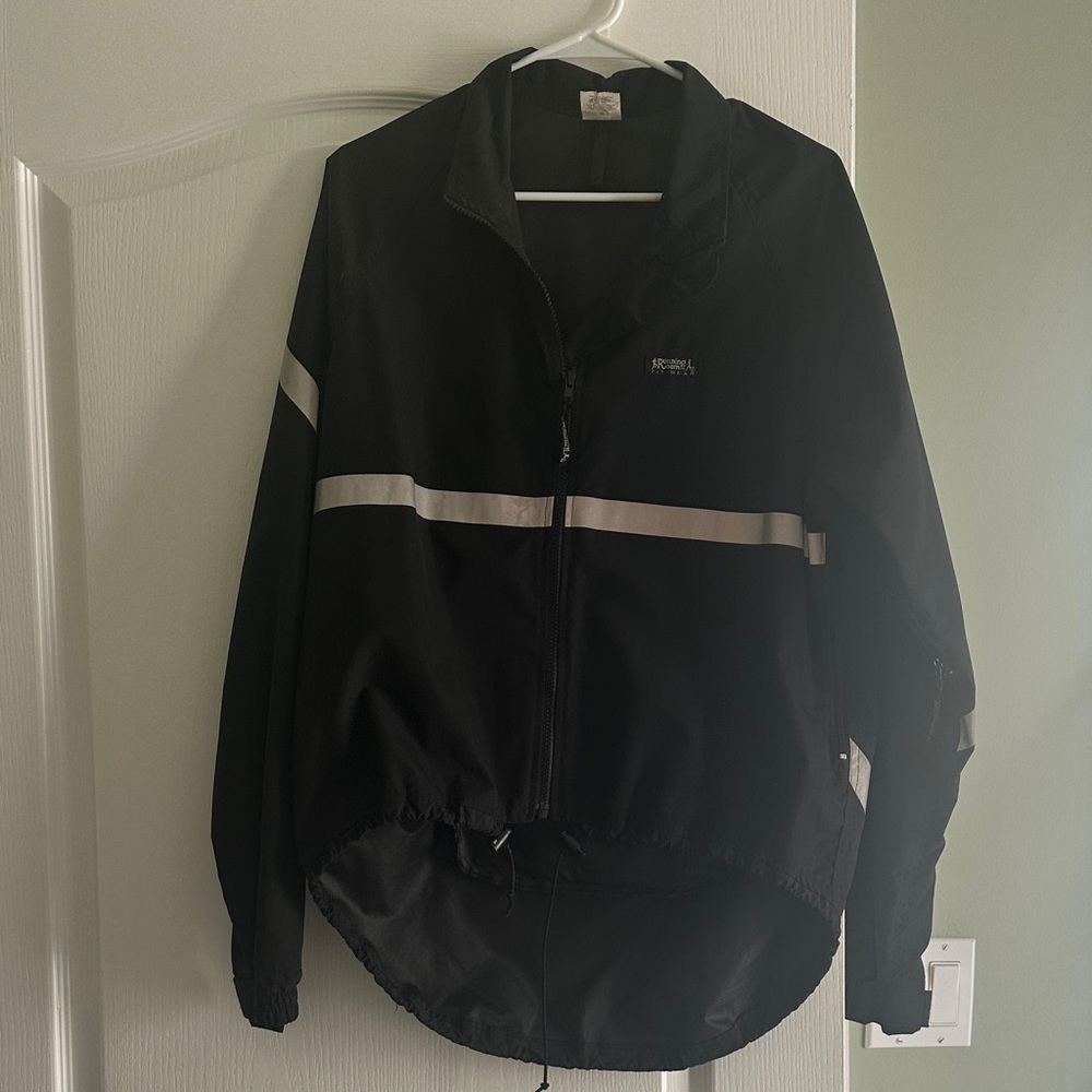 The Running Room Unisex Reflective Black and White Windbreaker Jacket